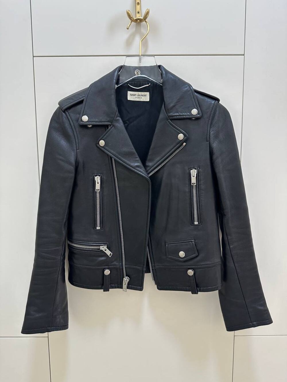 Iconic Saint Laurent L01 Classic Leather Motorcycle Jacket Sz.36